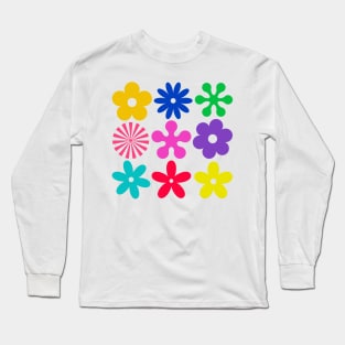 Retro Flower Print Long Sleeve T-Shirt